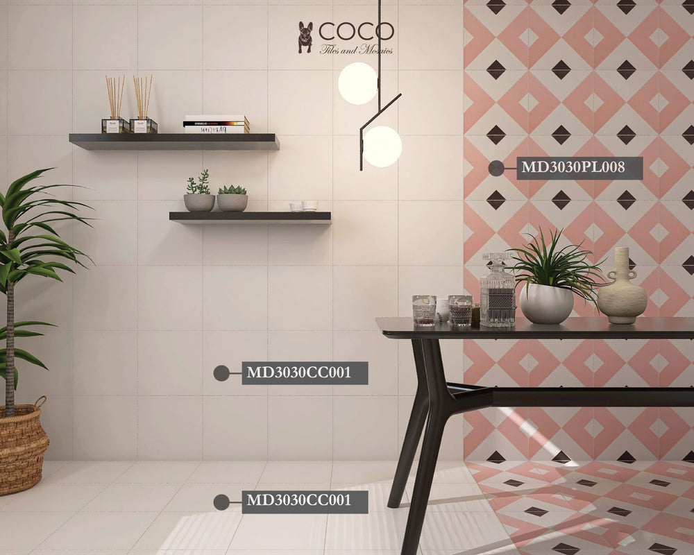 Pink Tile Box Pink Geometric Patterned Tile | Pink Lovers Happy Space 300 x 300mm ...