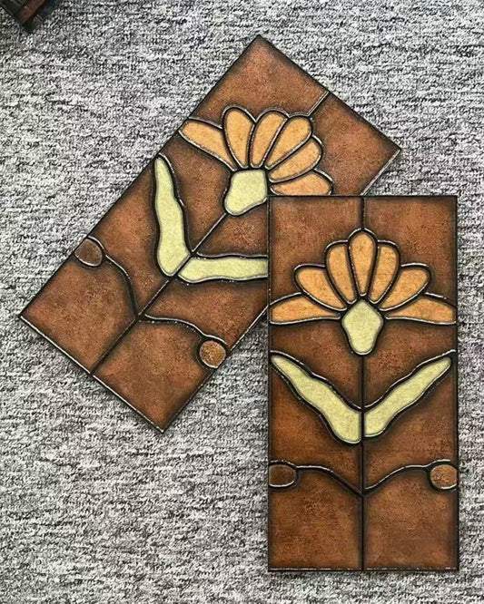Art Nouveau Series - Poetic Form Amber Satin 150x300mm Ceramic Tile