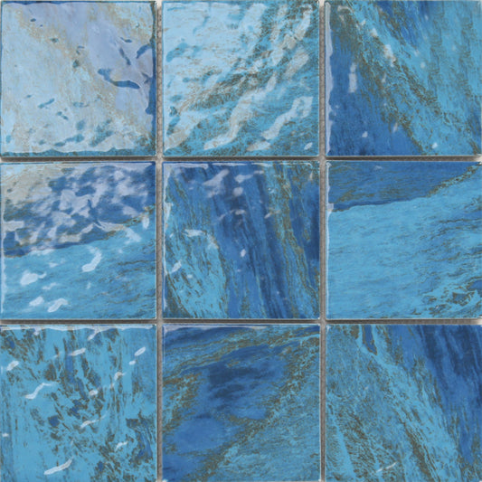 CoCo & Breezy Series - Blue Seashells Polished 97x97mm Mosaic Tile