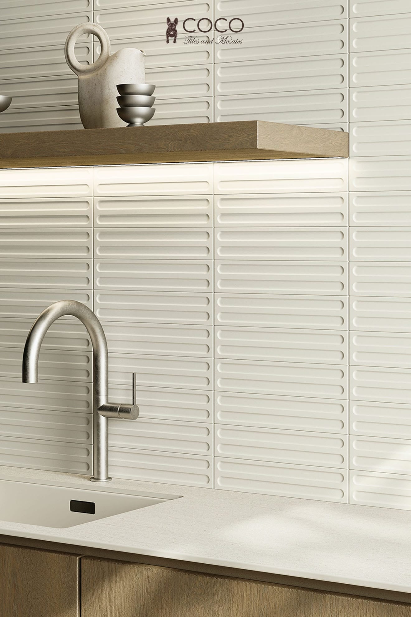 Cadence Series - Feather White STR 1 Matt 64x300mm Porcelain Tile