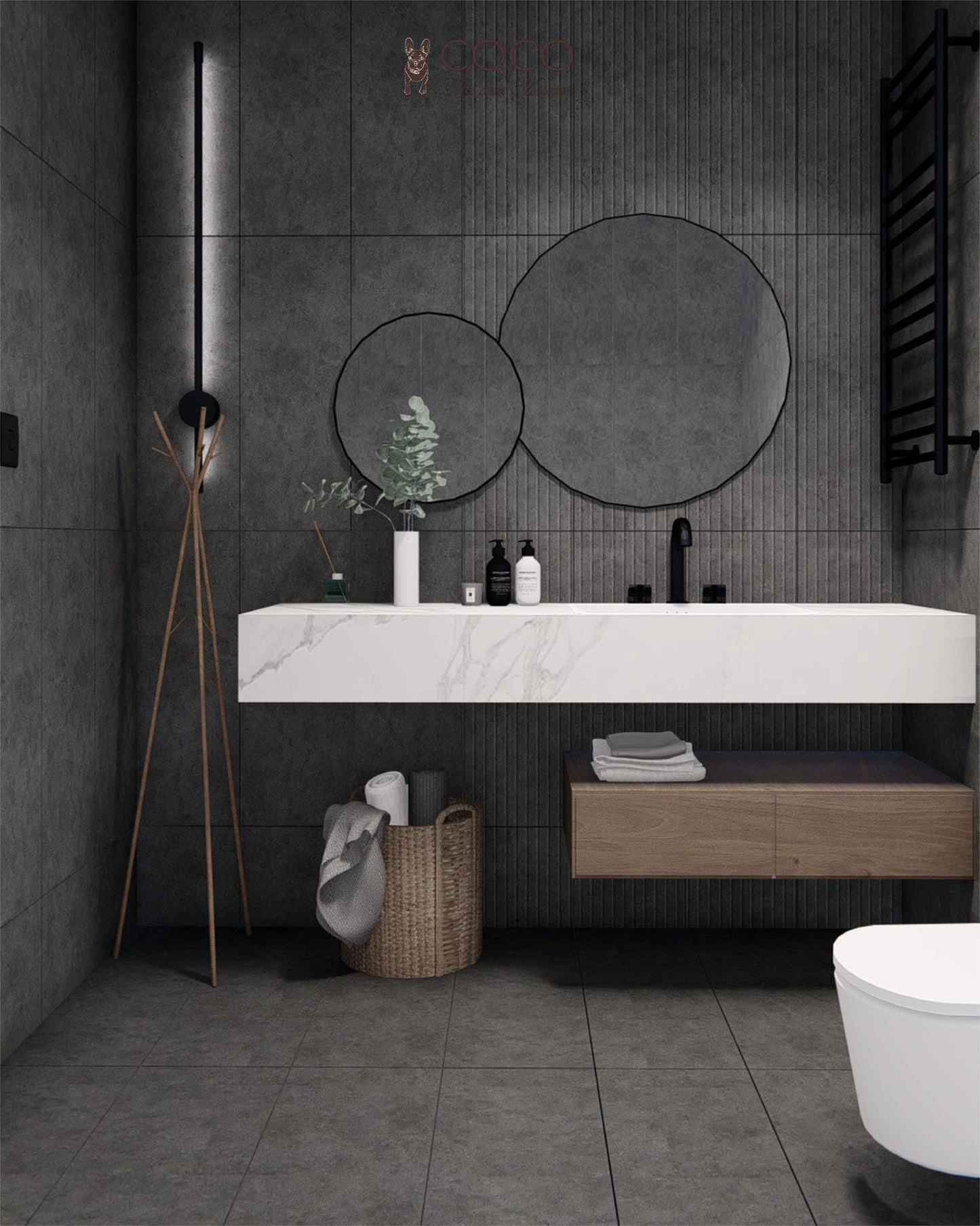 Zen Series - Dark Grey 300x800mm Porcelain Tile