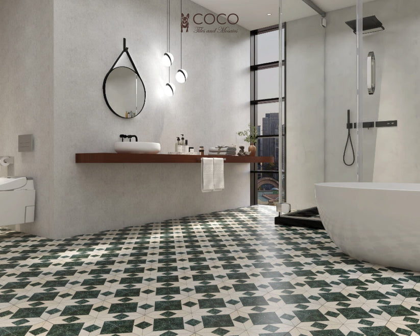 Infinity Green Patterned Ceramic Tile 300x300mm | COCO – COCO Tiles and ...