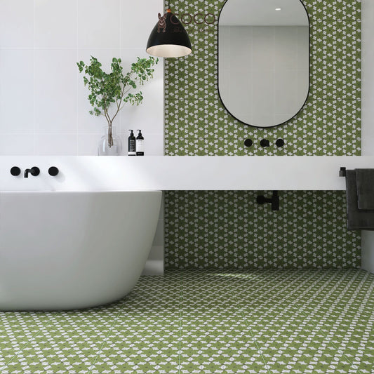 Retro Metro Series - Valley of Life Night Bloom Satin 300x300mm Ceramic Tile