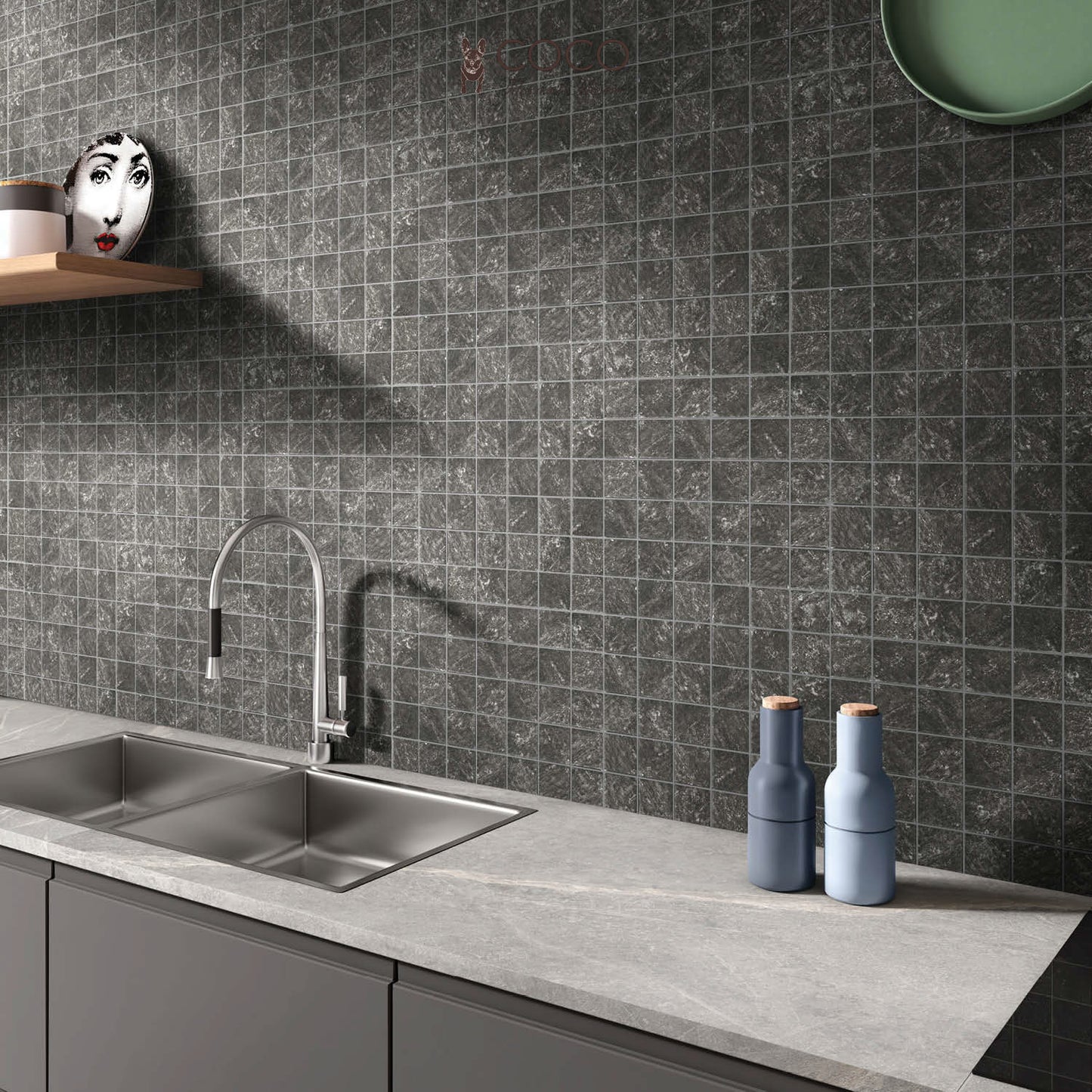 Earth Story Series - Graphite Naturale 97x97mm Mosaic Tile