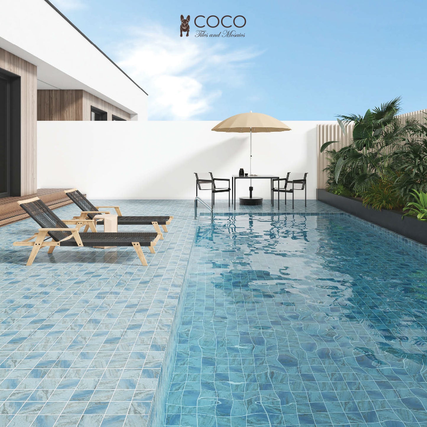 CoCo & Breezy Series - Blue Lagoon Matte 97x97mm Porcelain Mosaic Tile