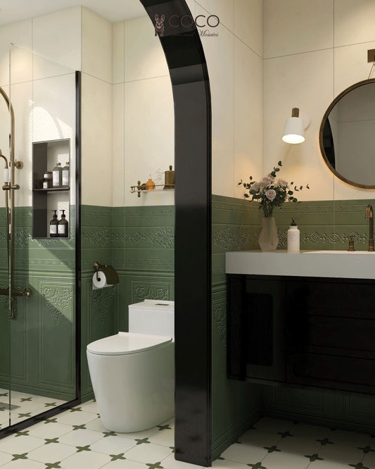 Manor Series - Elysian Etchings Mystic Moss Satin 400x800mm Ceramic Tile