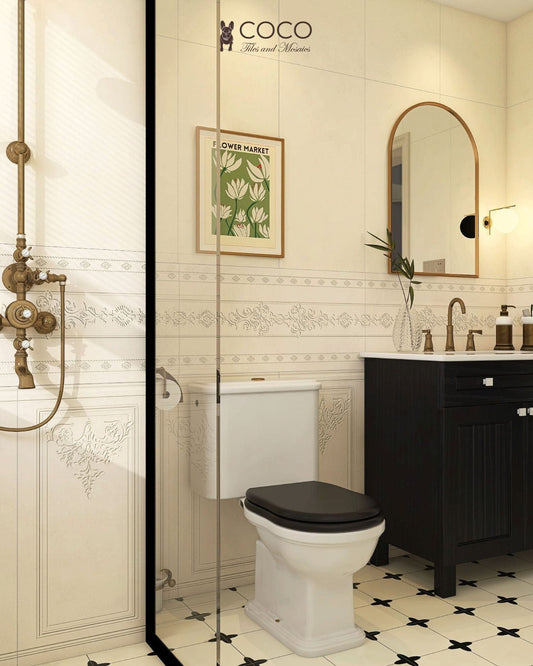 Manor Series - Baroque Blossom Misty Dawn Satin  400x800mm Ceramic Tile