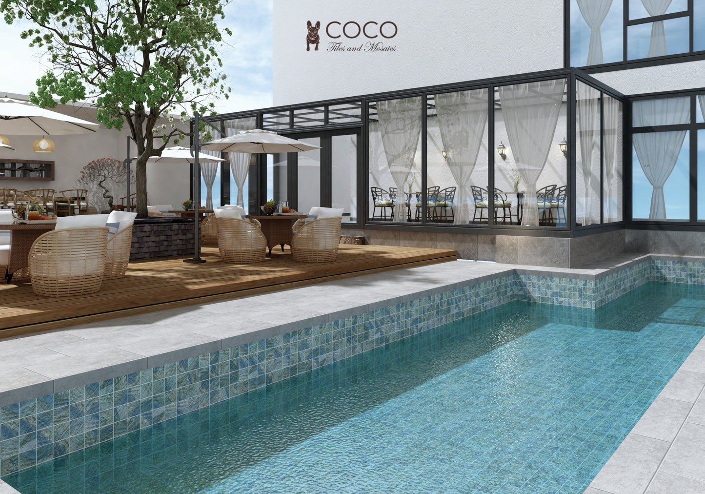 CoCo & Breezy Series - Shallow Sea Matte 97x97mm Mosaic Tile