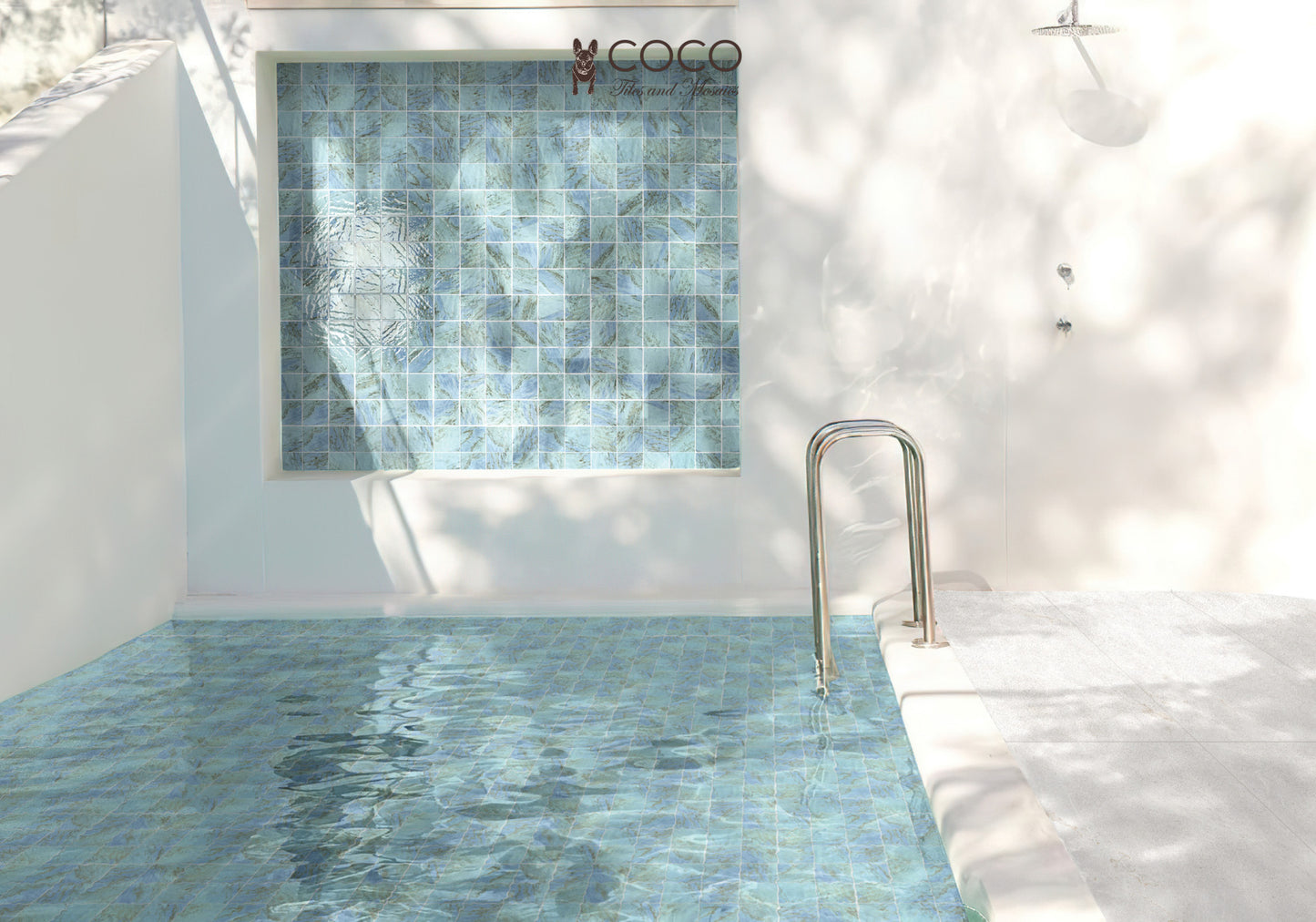 CoCo & Breezy Series - Blue Lagoon Gloss 97x97mm Porcelain Mosaic Tile