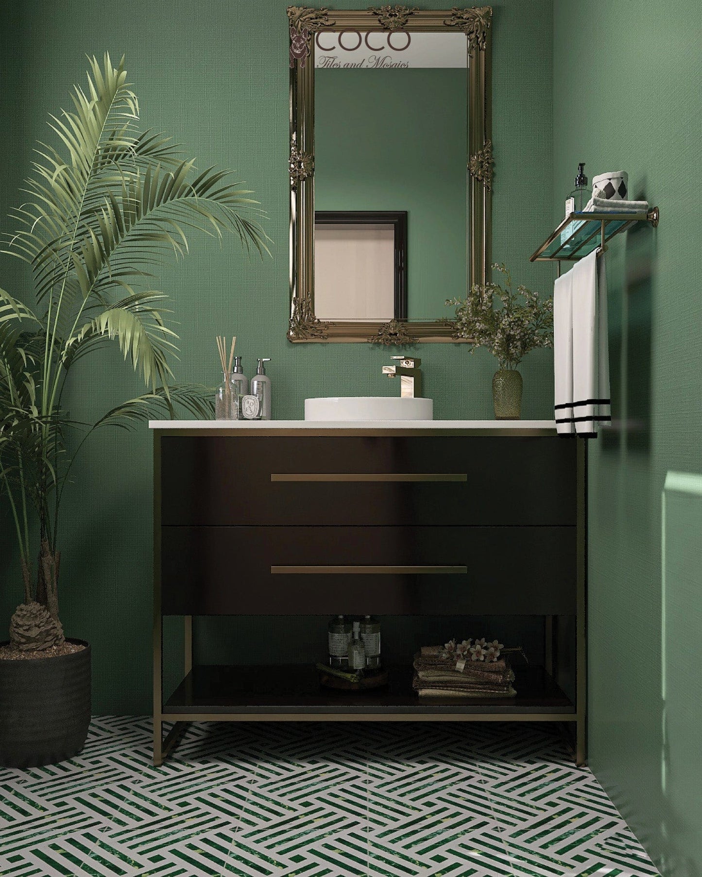 Babylon Series - Green Embossed Matte 500x1200mm Ceramic Tile