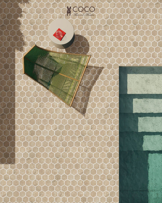 Hidden Gem Series - Beige Naturale Hexagon Matte 73x84mm Mosaic Tile