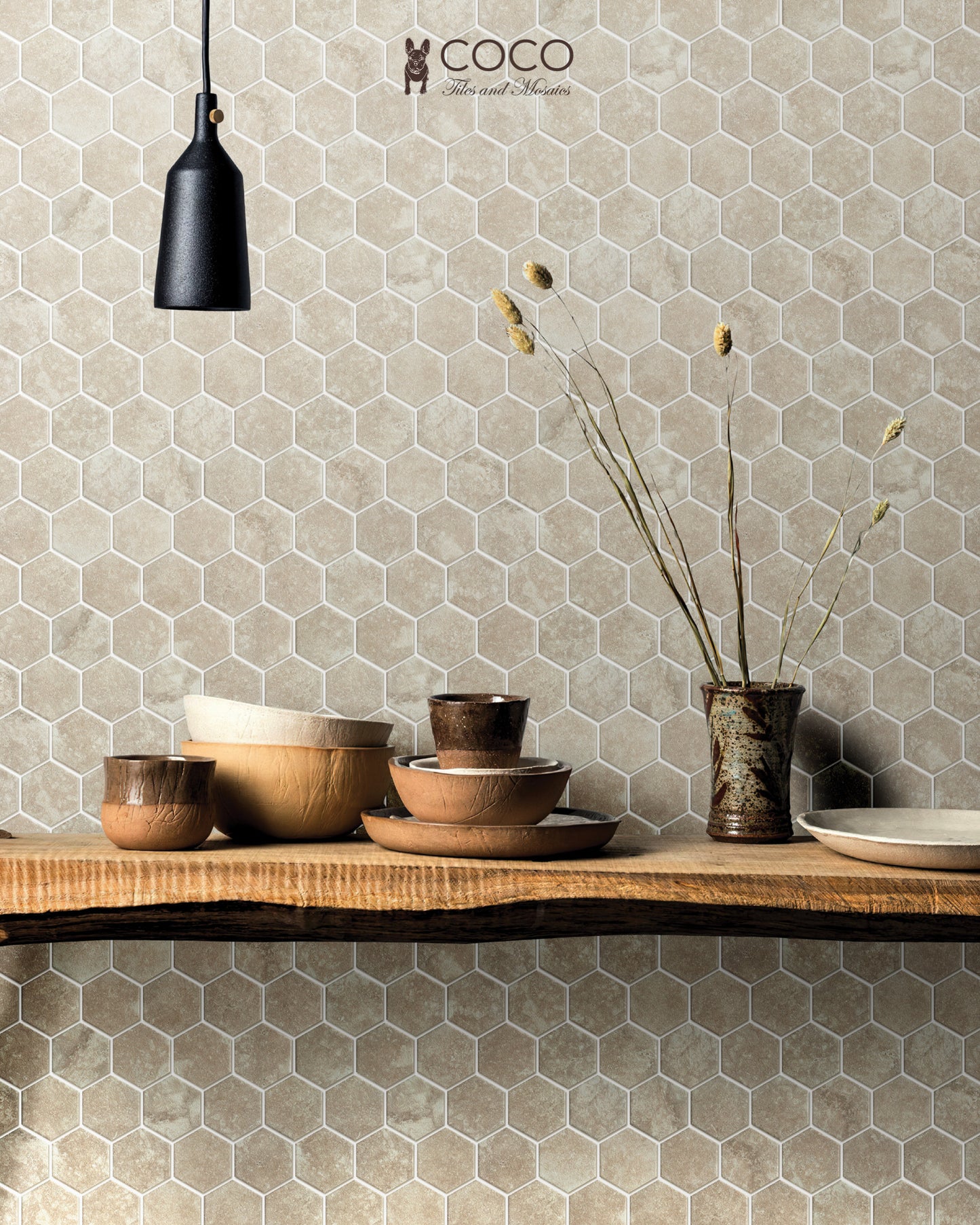 Hidden Gem Series - Beige Naturale Hexagon 73x84mm Mosaic Tile