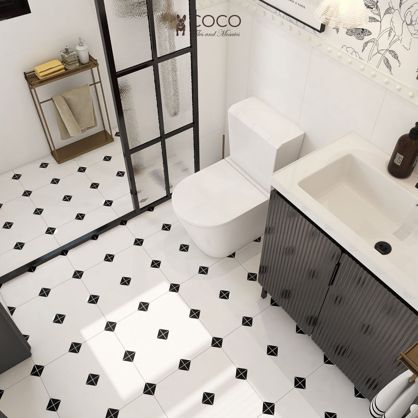 Metro Mod Series - Noir Quad Satin 400x400mm Ceramic Tile