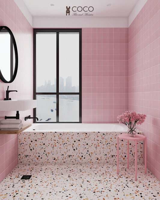 Pink Lovers Series - Shy Smile Story Satin 300x300mm Ceramic Tile