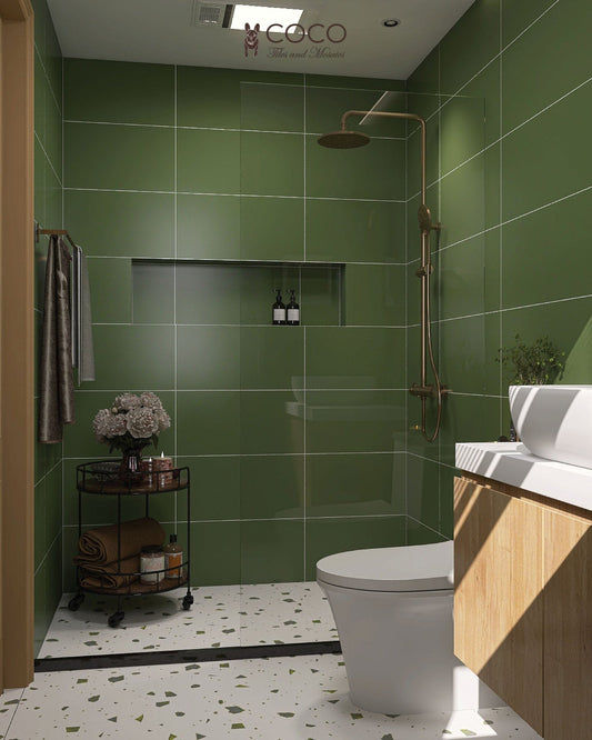 Earth Tone Colour Palette Series - Olive Satin 300x600mm Ceramic Tile