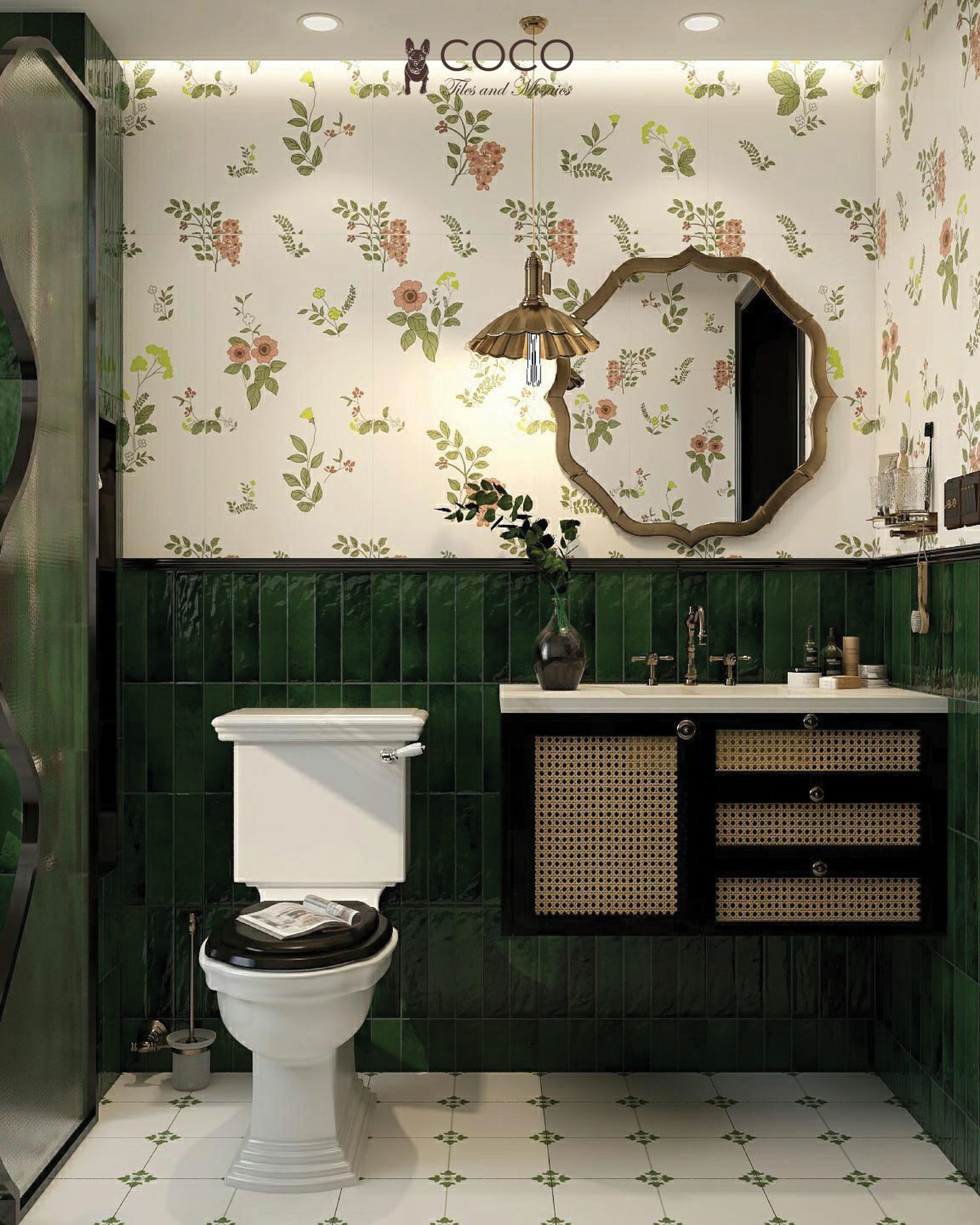 Moroccan Glaze Series - Ripple Green Gloss 400x800mm Porcelain Tile