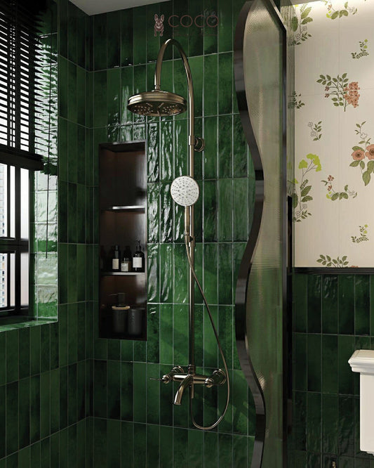 Moroccan Glaze Series - Ripple Green Gloss 400x800mm Porcelain Tile
