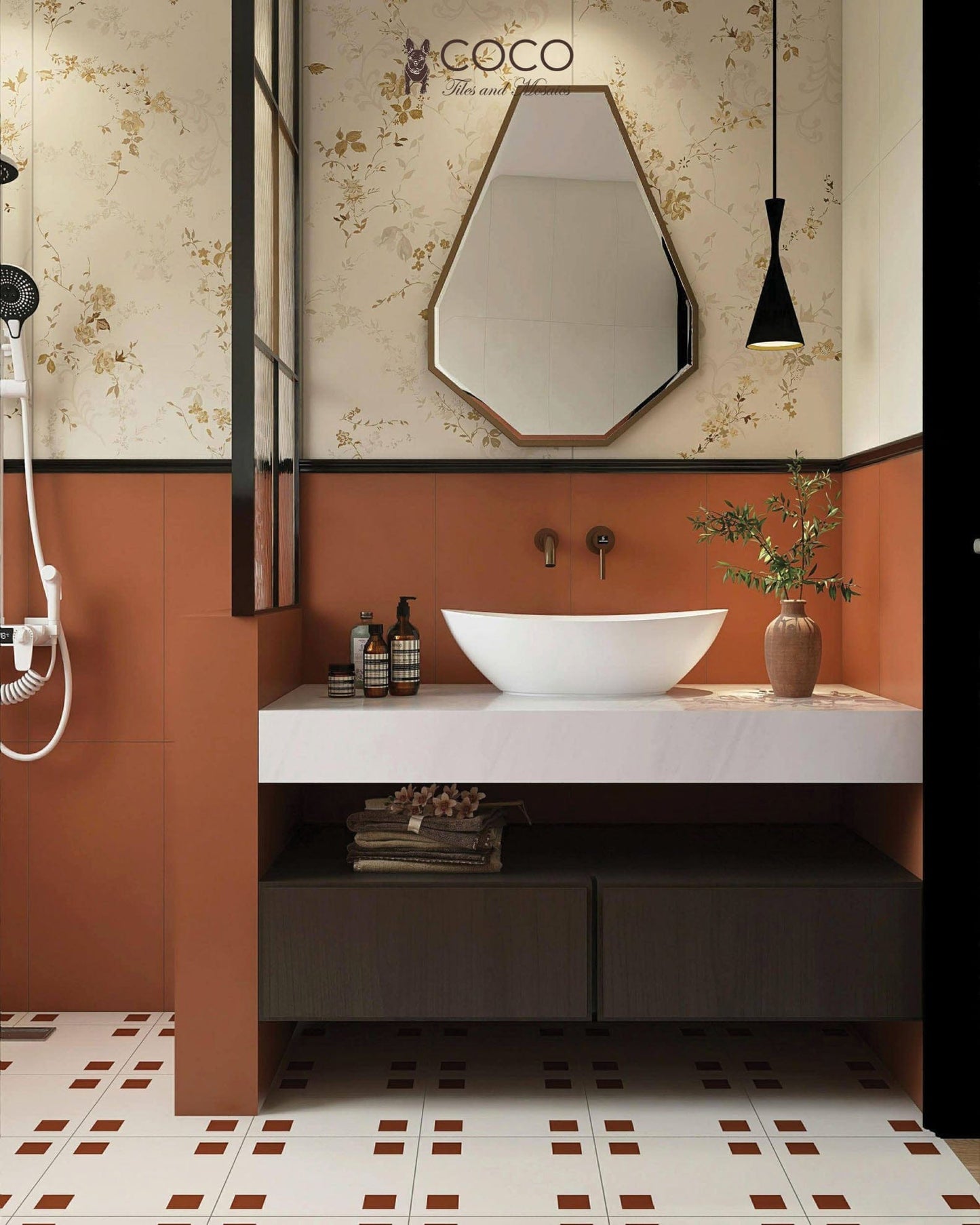 Four Corners Series - Bistro Dot Terra Satin 300x300mm Porcelain Tile