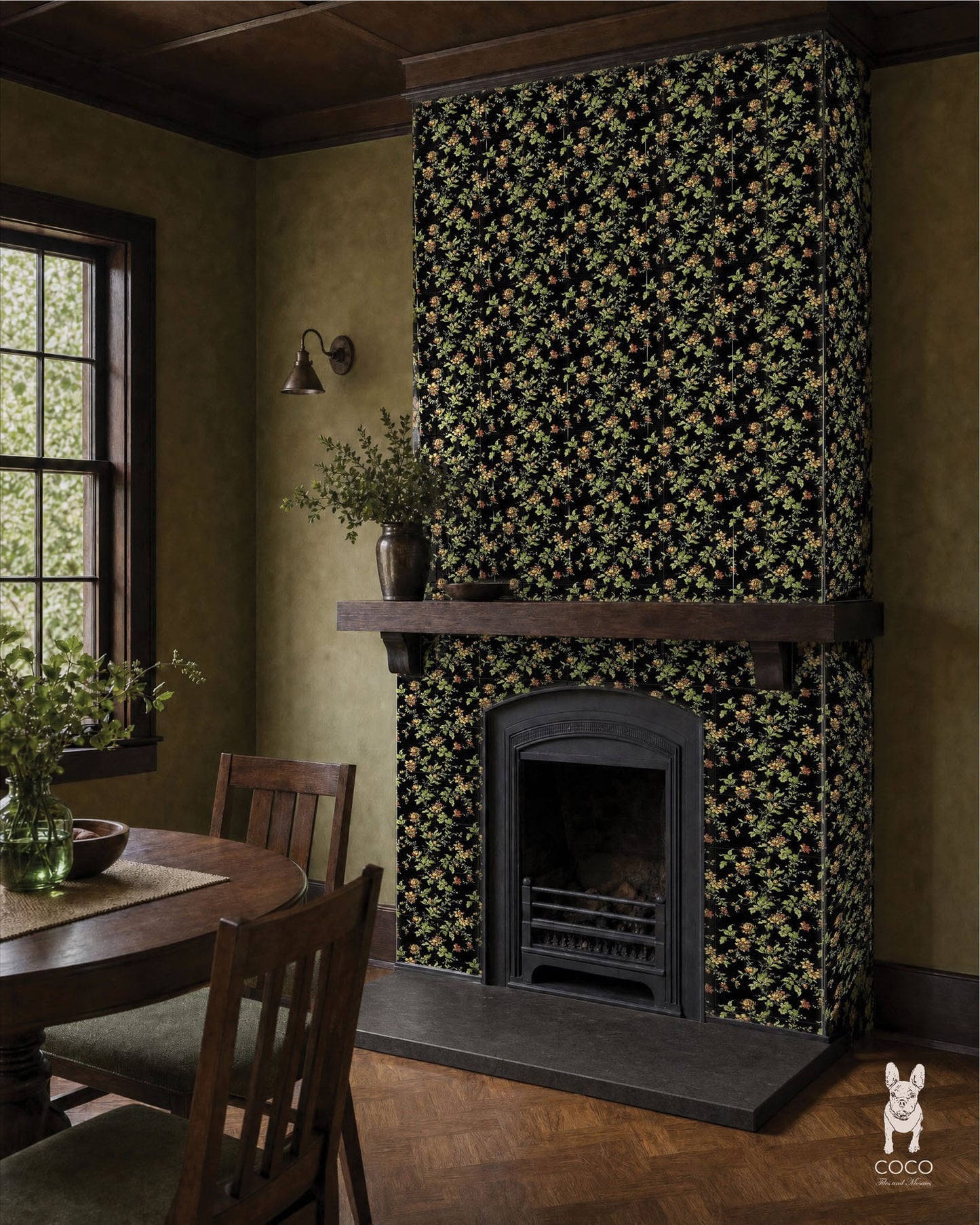 Red Room Series - Night Bloom Satin 300x300mm Ceramic Tile