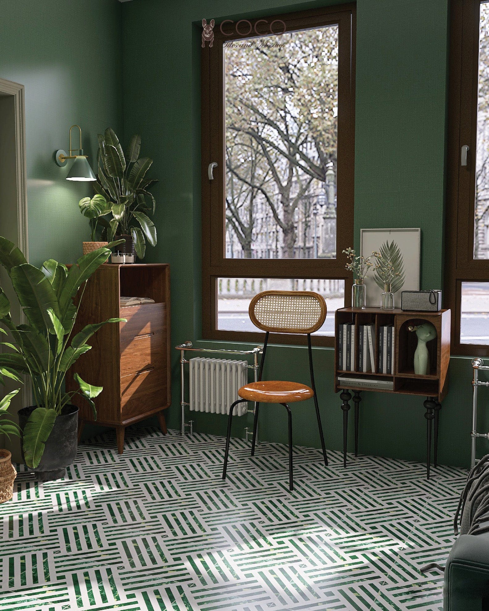 Green Geometric Patterned Tile | Green Magic Series Green Stripe Jade ...
