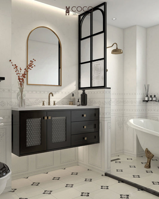 Manor Series - Elysian Etchings Cloud Dance Satin 400x800mm Ceramic Tile