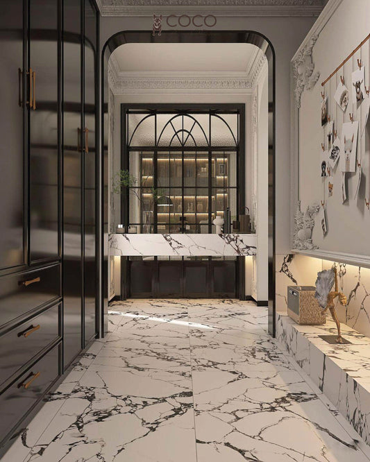Stellar Veins Series - Obsidian Night Satin 600x1200mm Porcelain Tile
