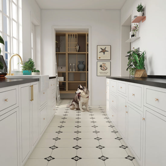 Black Lace Matte Porcelain Tile with P4 Slip Rating for Slip Resistant Kitchen Flooring
