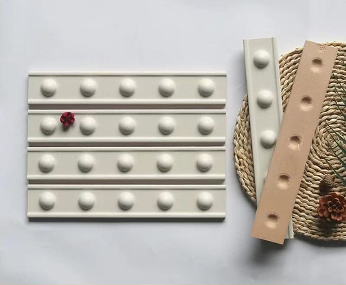 Decorative Raised Dots Vanilla Satin 50x300mm Border Tile