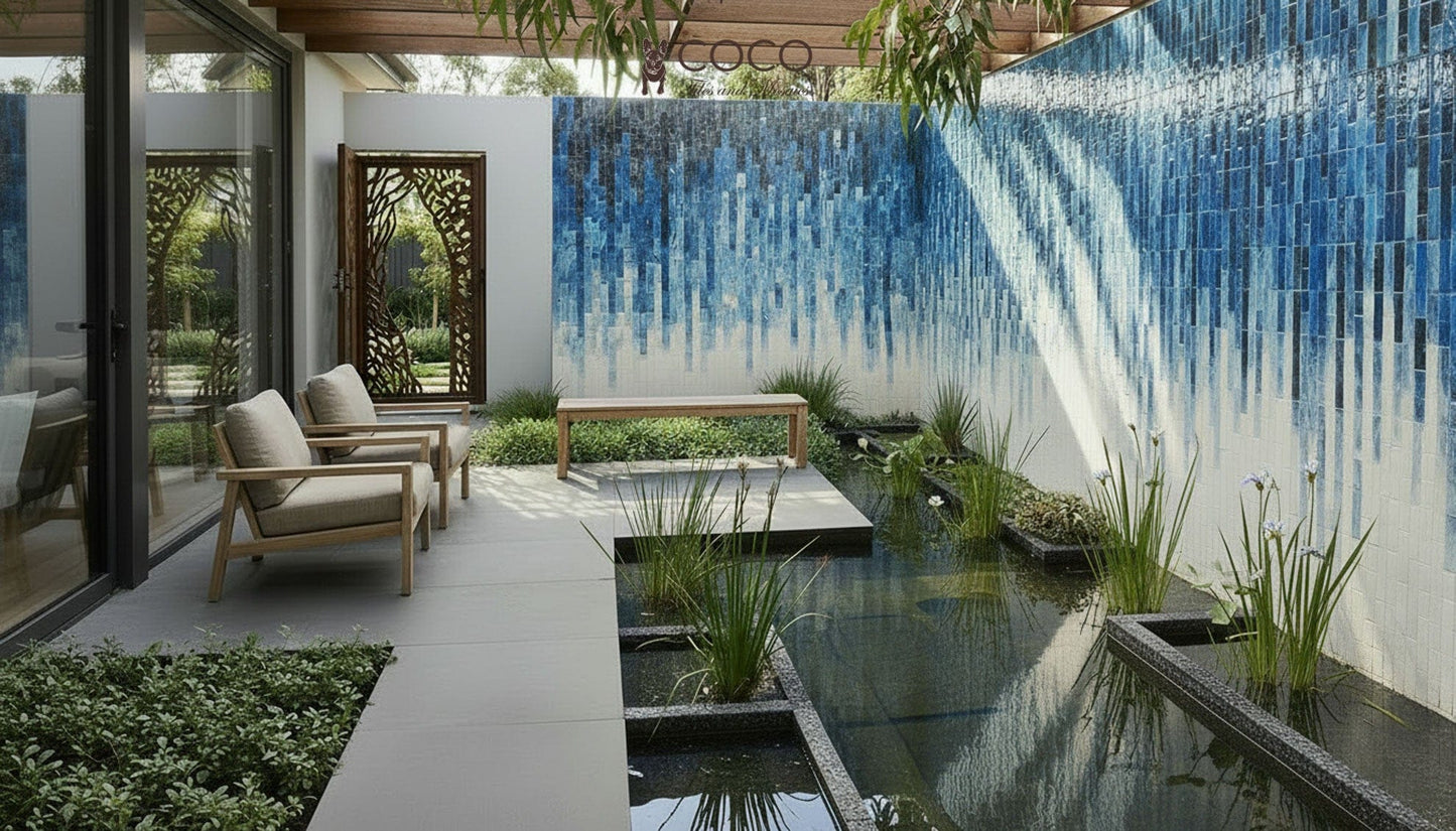 Depths of Blue Mosaic Mural