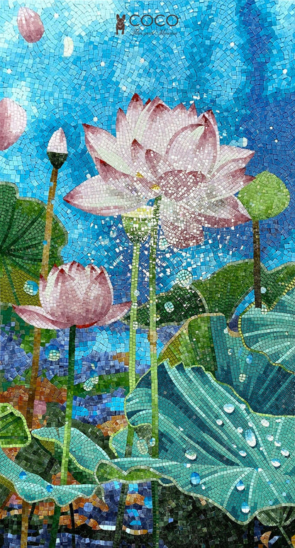 The Lotus Awakening Mosaic Art
