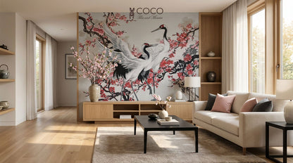 Dance of the Cranes  Mosaic Wall Art