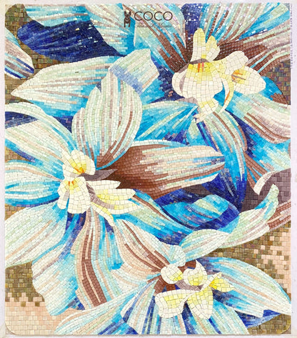 Azure Petal Dance Mosaic Tile Art