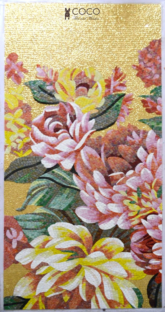 Golden Dawn Blossoms Mosaic Wall Art