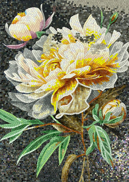 Golden Petal Mosaic Mural