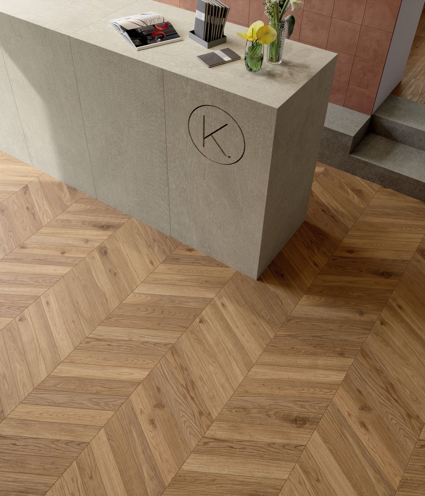 Grandeur Series - Golden Forest Glade Chevron 75x450mm Porcelain Tile