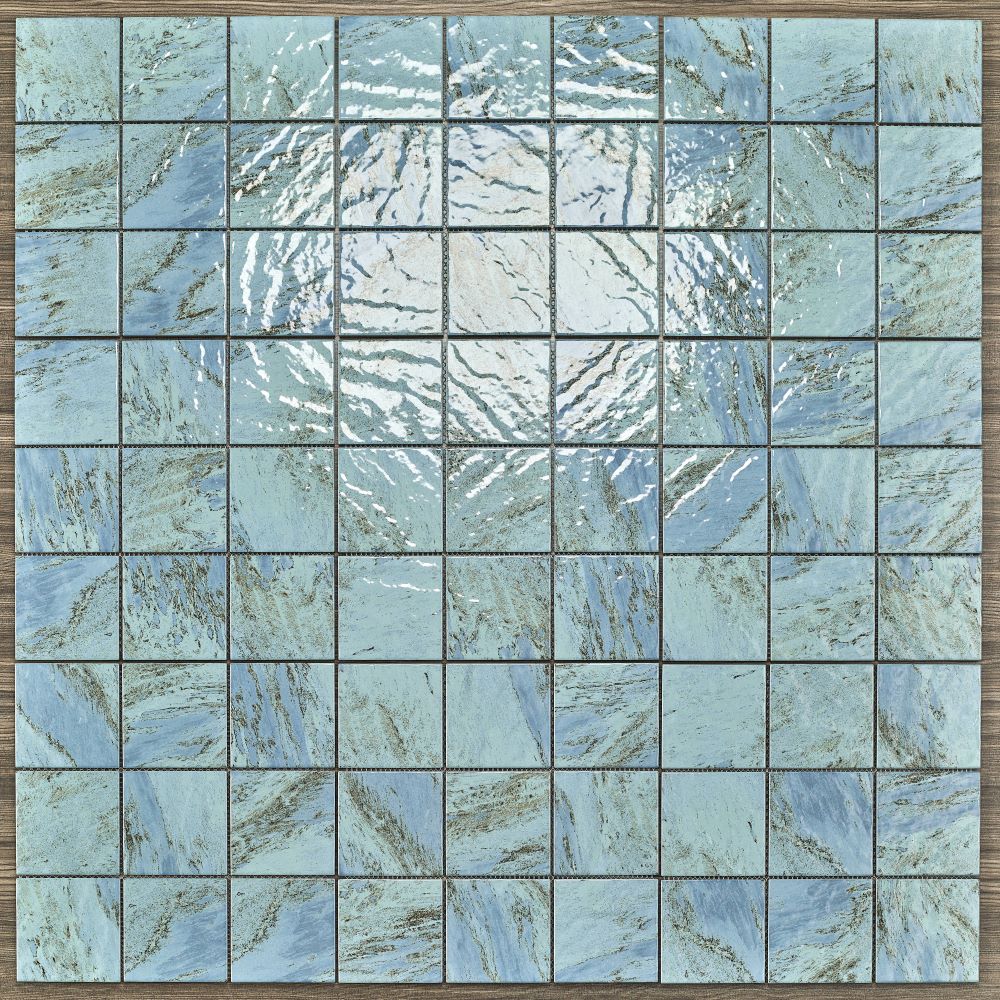 CoCo & Breezy Series - Blue Lagoon Gloss 97x97mm Porcelain Mosaic Tile