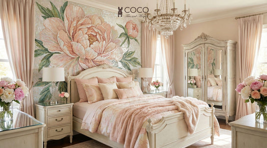 Blush Reverie - Peony Glass Mosaic Mural