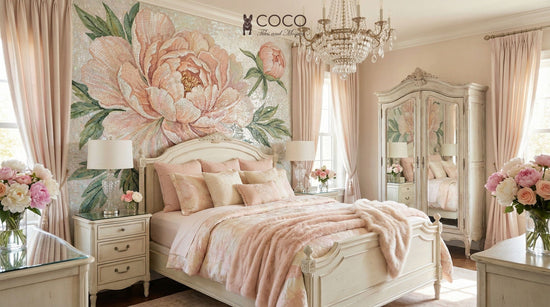 Blush Reverie - Peony Glass Mosaic Mural