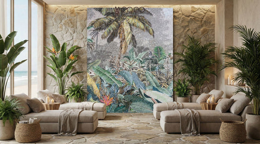 Coastal Palm Oasis Glass Mosaic Art