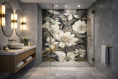 Elegance Noir Flower Mosaic Art