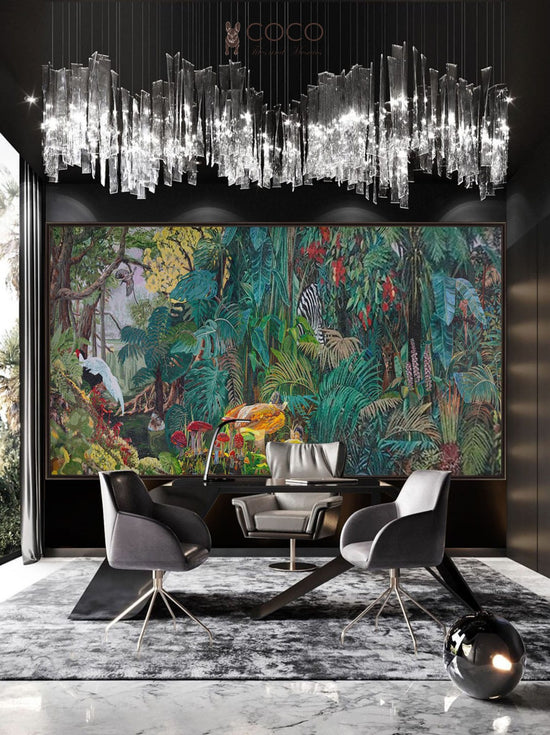 Hidden Oasis - Deep Emerald Jungle Panorama Glass Mosaic Mural