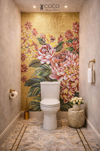 Golden Dawn Blossoms Mosaic Wall Art