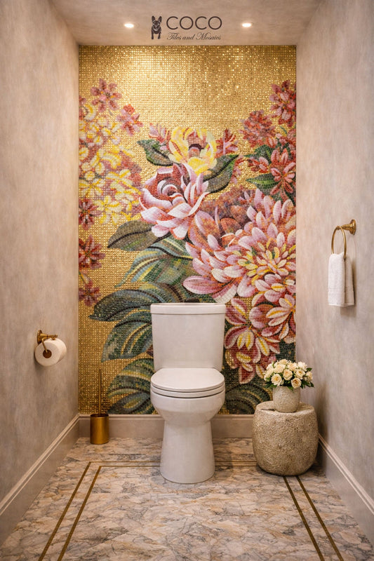 Golden Dawn Blossoms Mosaic Wall Art