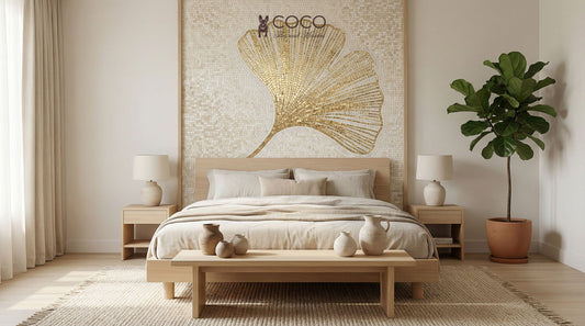 Golden Ginkgo - Sculpted Glass Mosaic Wall Art