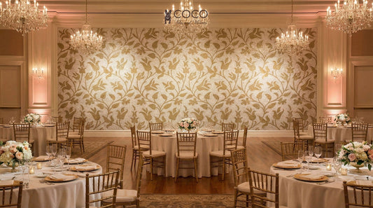 Golden Vine Damask Glass Mosaic Art