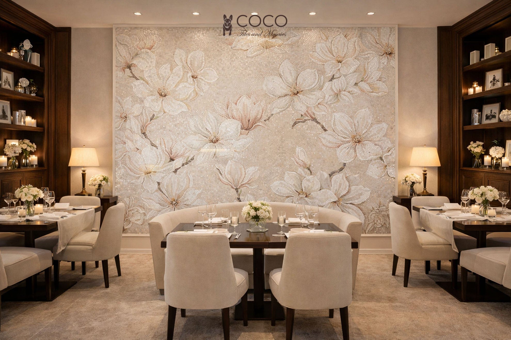 Ivory Blossom - Magnolia Glass Mosaic Art