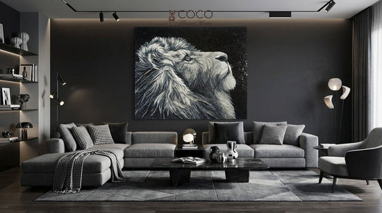 Majestic Lion Portrait Glass Mosaic Art
