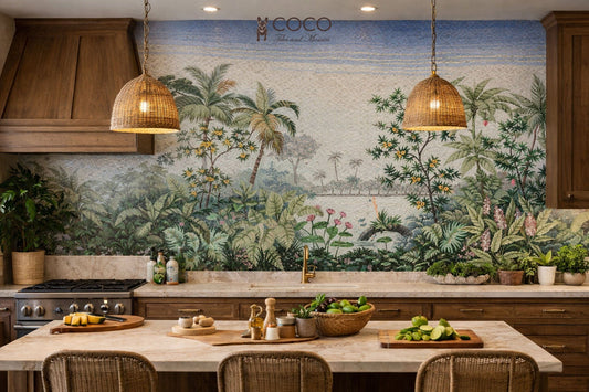 Misty Beach Paradise Mosaic Art