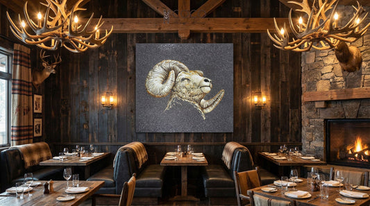 Mountain Ram Portrait Glass Mosaic Art
