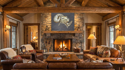 Mountain Ram Portrait Glass Mosaic Art